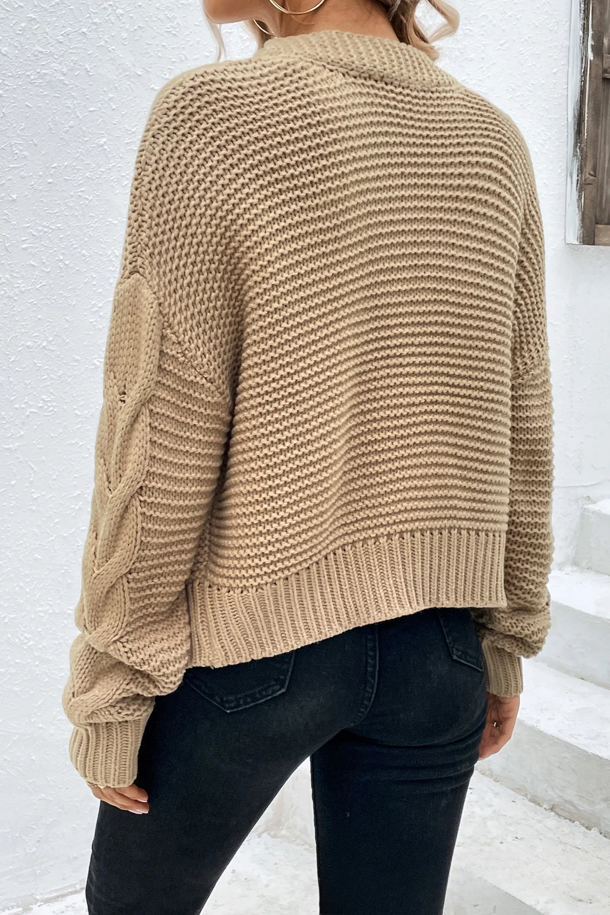 Ribbed Solid Color Long Sleeve Knit Cardigan - Image 4