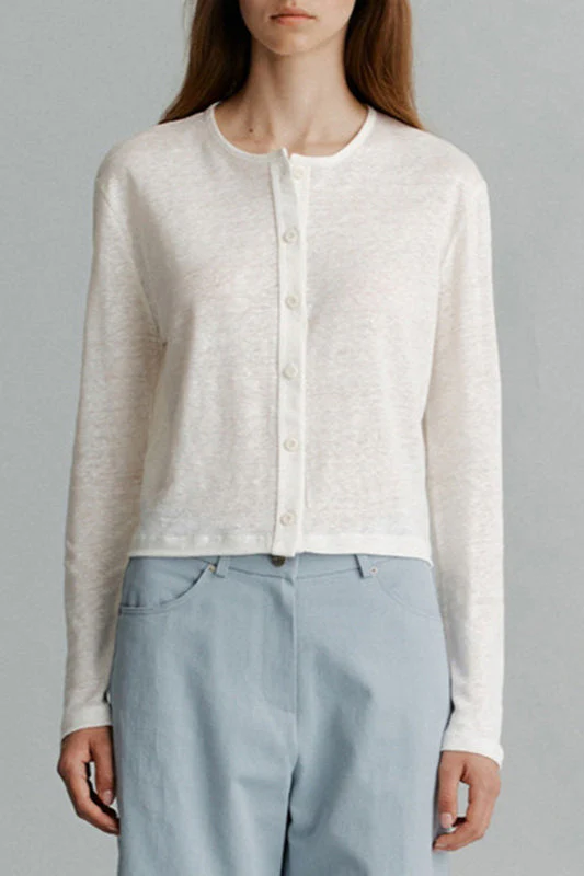 Solid Color Buttoned Knit Cardigan - Image 2