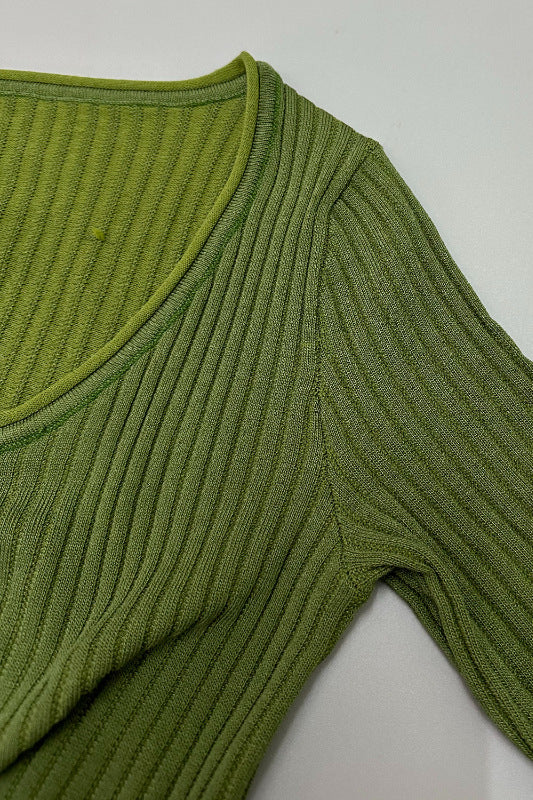 Tie-Front Cropped Ribbed Knit Cardigan - Image 3