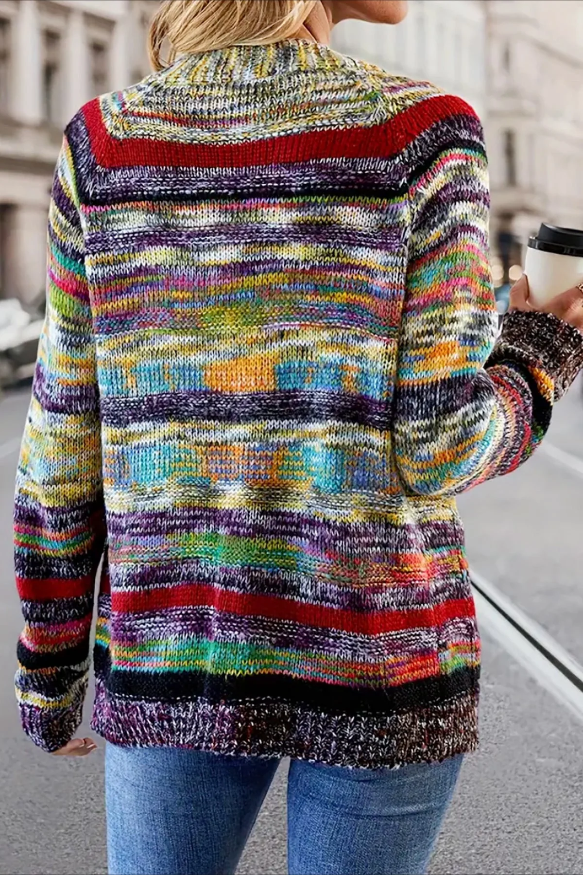 Vintage Striped Long Sleeve Knit Cardigan - Image 2