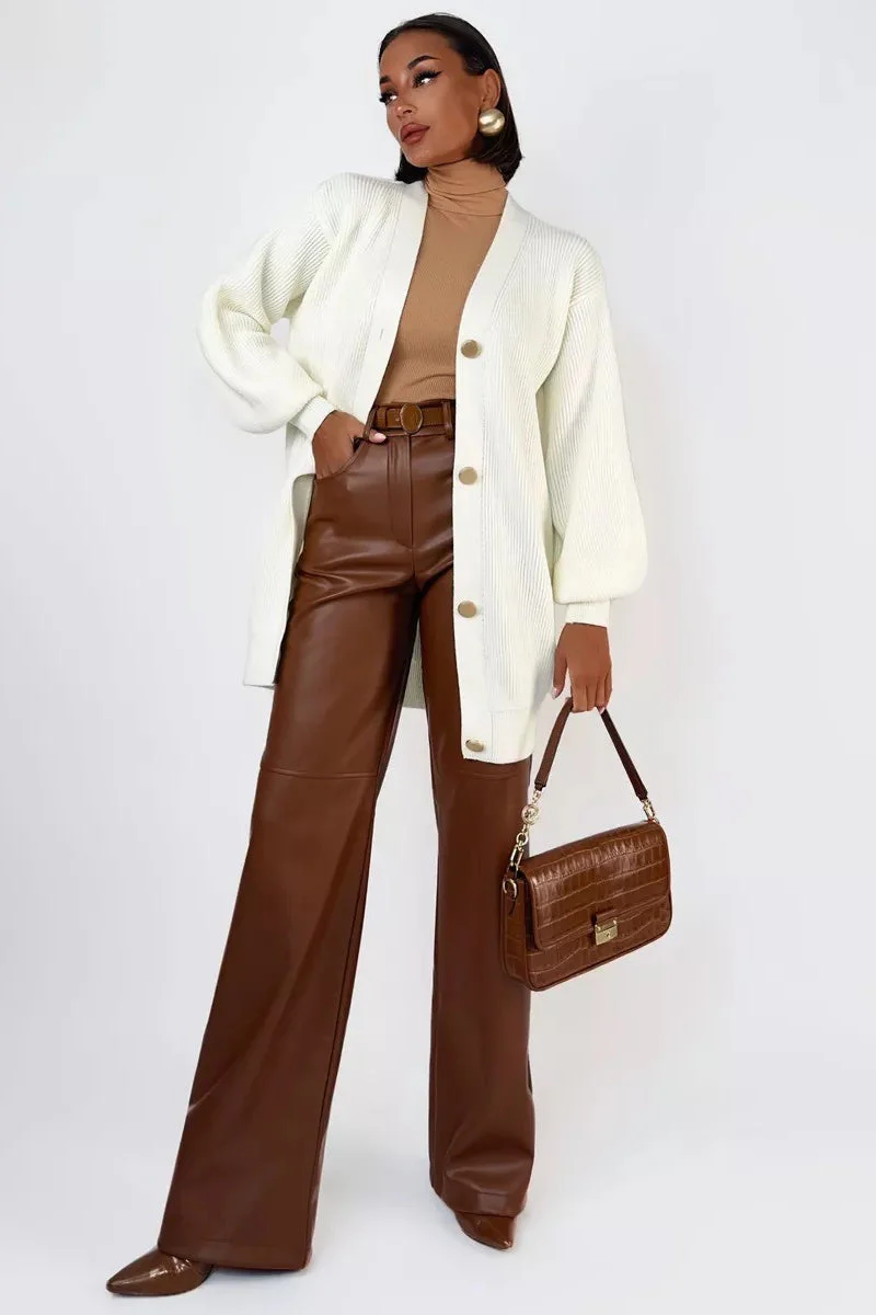 V-Neck Loose Fit Long Knit Cardigan - Image 5