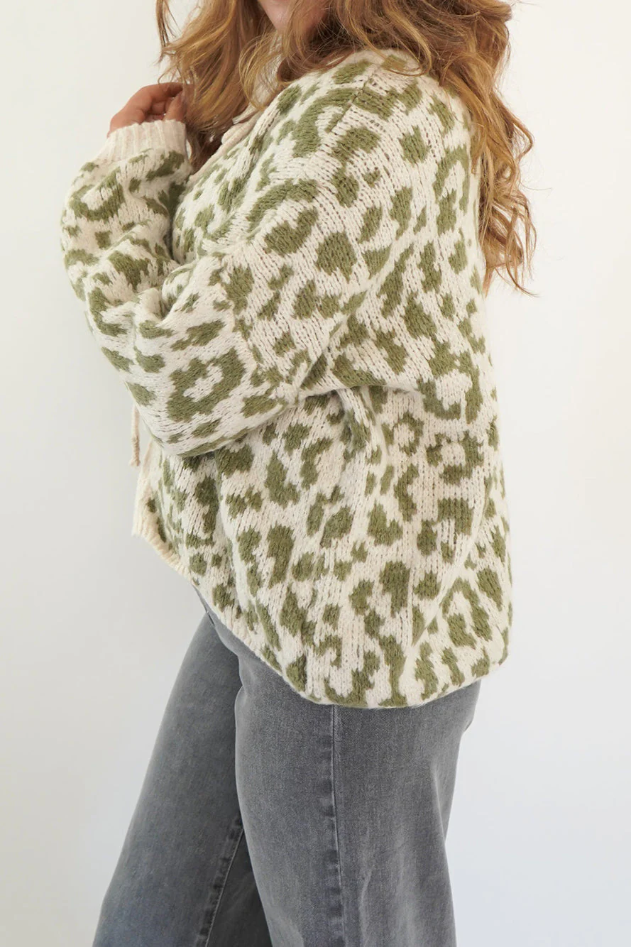 Leopard Print Tie-Front Knit Cardigan - Image 4