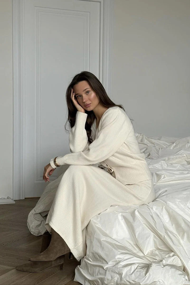 Loose Knit Set with Button Cardigan - Image 2