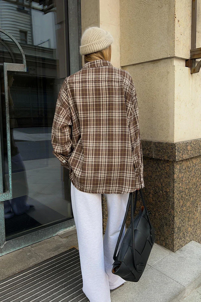 Plaid Striped Mid-Length Blouse - Image 11