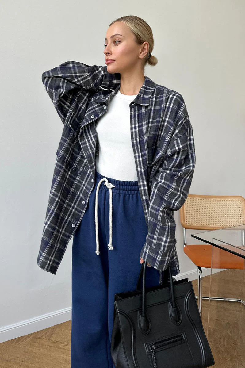 Plaid Striped Mid-Length Blouse - Image 13