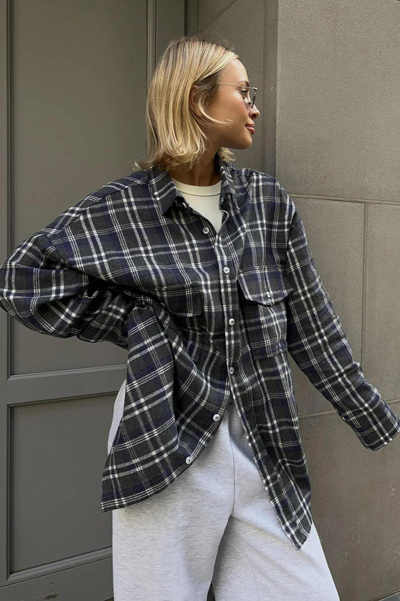 Plaid Striped Mid-Length Blouse - Image 14
