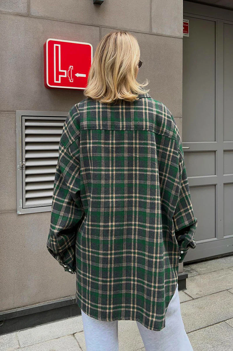 Plaid Striped Mid-Length Blouse - Image 4