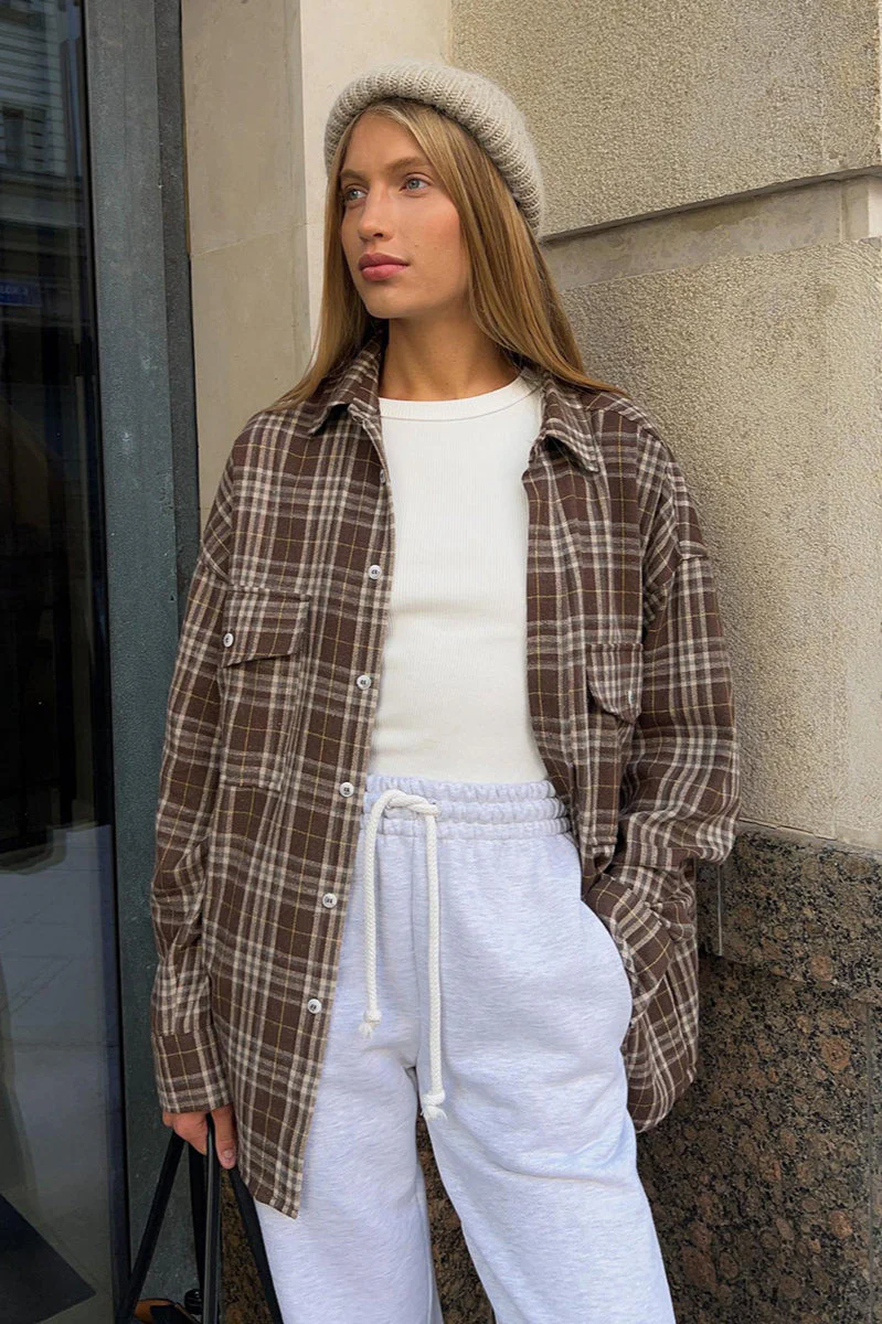 Plaid Striped Mid-Length Blouse - Image 9