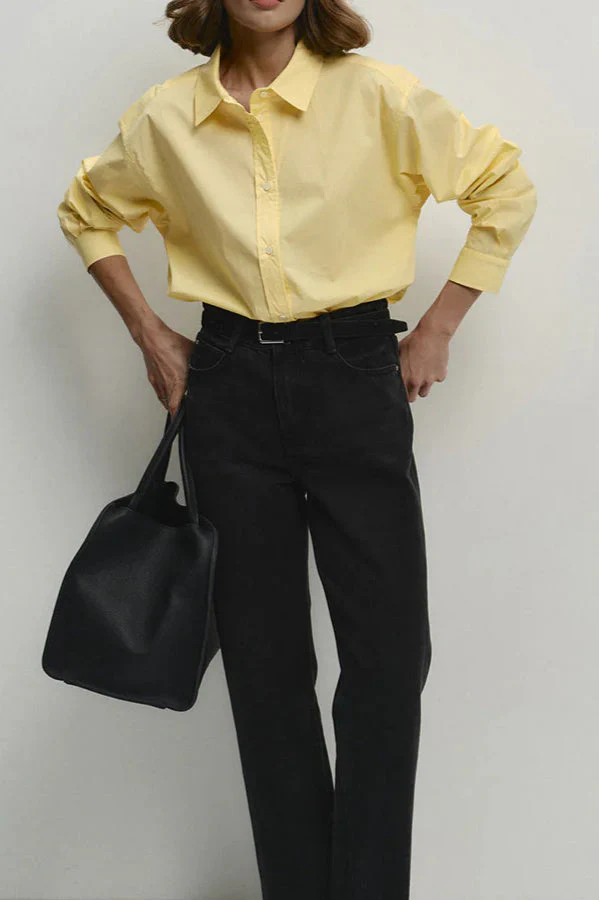 Yellow Cotton Button-Up  Blouse - Image 5