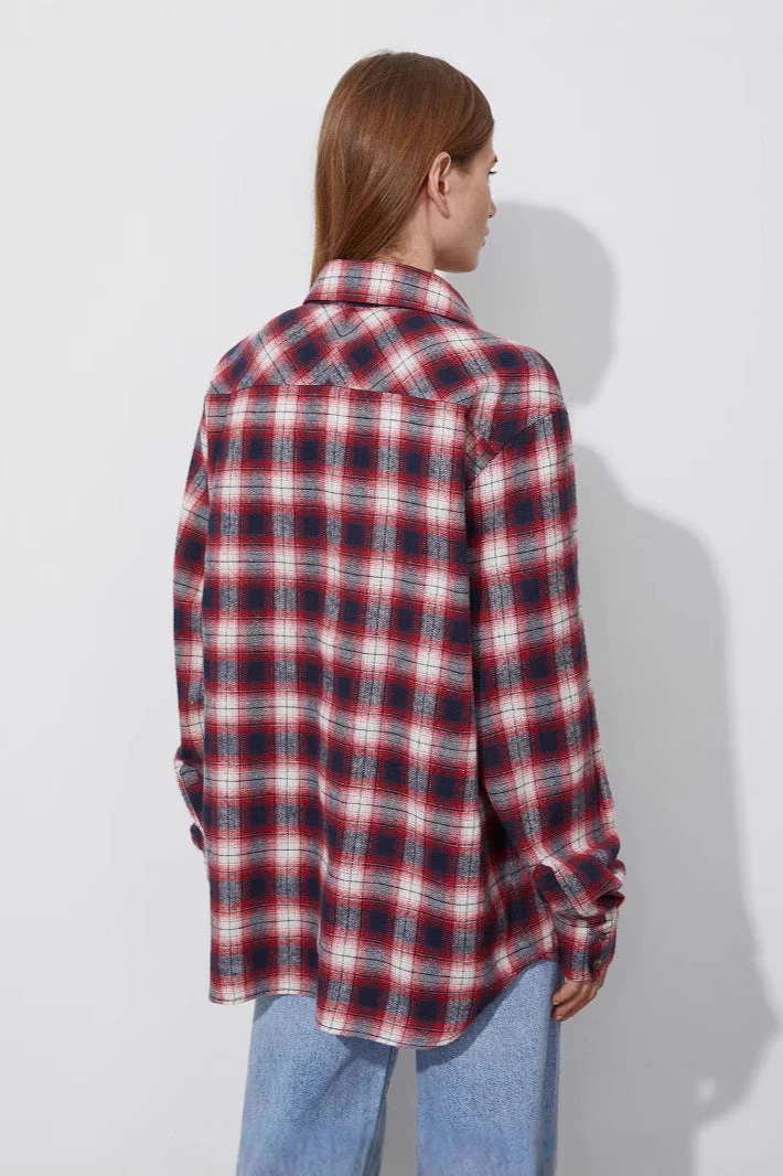 Cotton Plaid Oversized Shirt  Blouse - Image 4