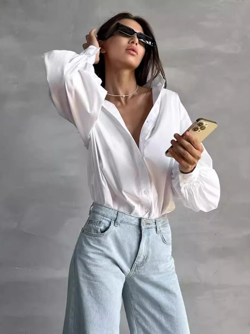 Loose Lantern Sleeve Blouse - Image 2