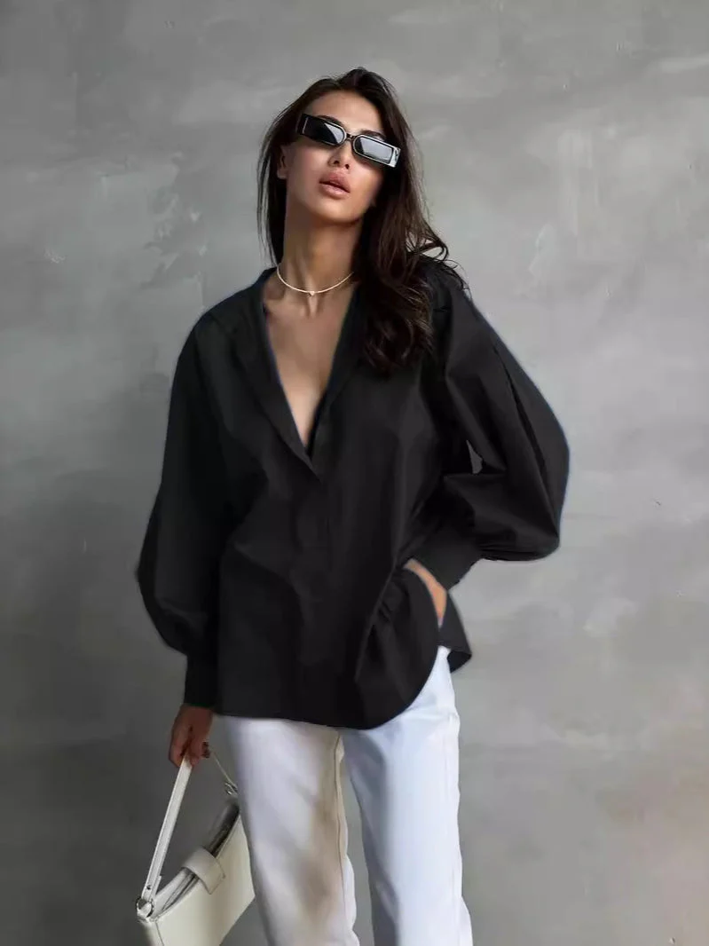 Loose Lantern Sleeve Blouse - Image 3