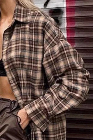Vintage Plaid Long  Blouse - Image 3