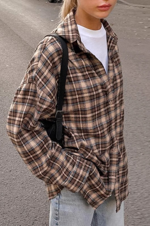 Vintage Plaid Long  Blouse - Image 4