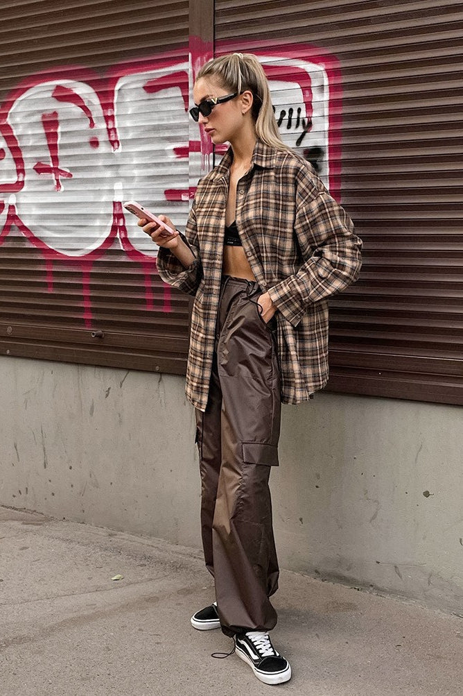 Vintage Plaid Long  Blouse - Image 5