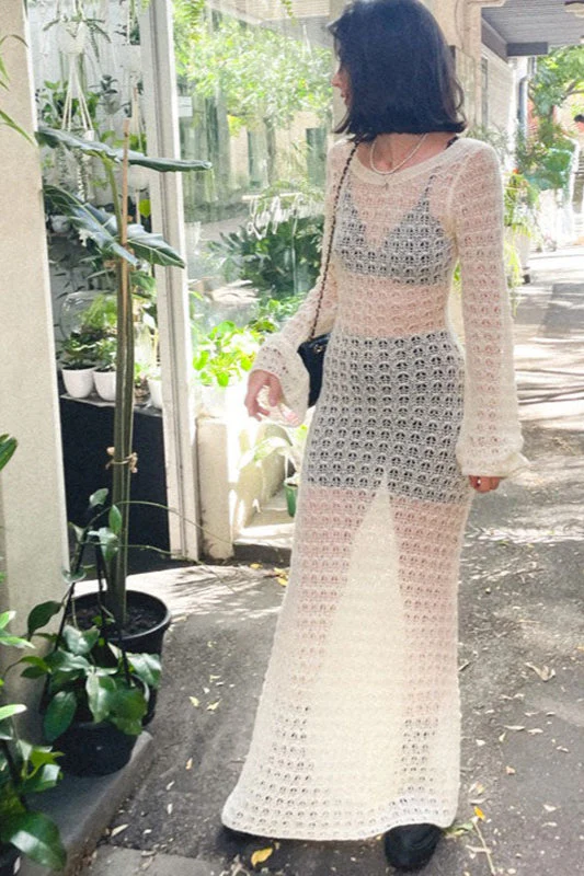 Backless Knit Beach Cover Boho Dress - Image 3