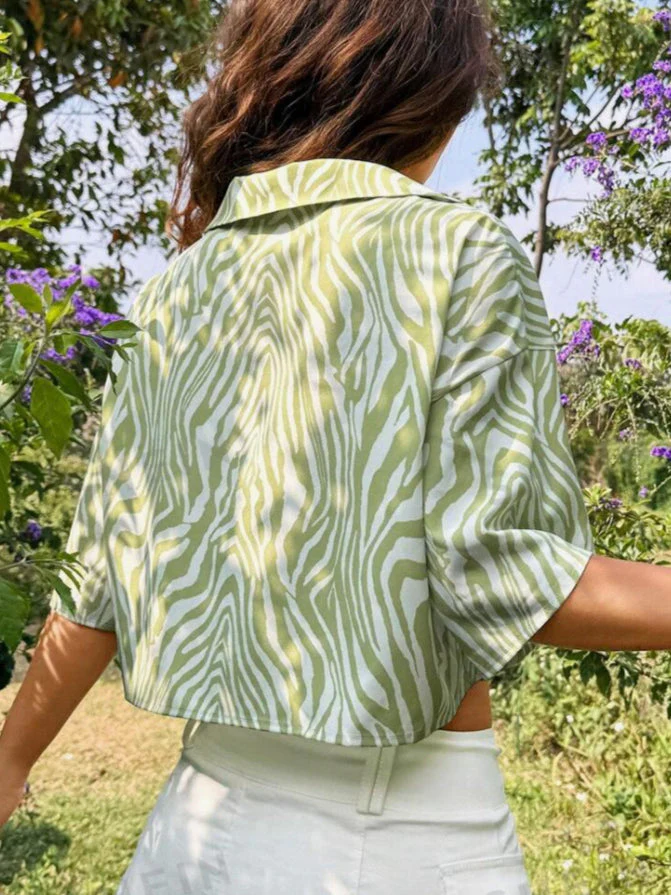 Summer Printed Short Sleeve Blouse - Image 2