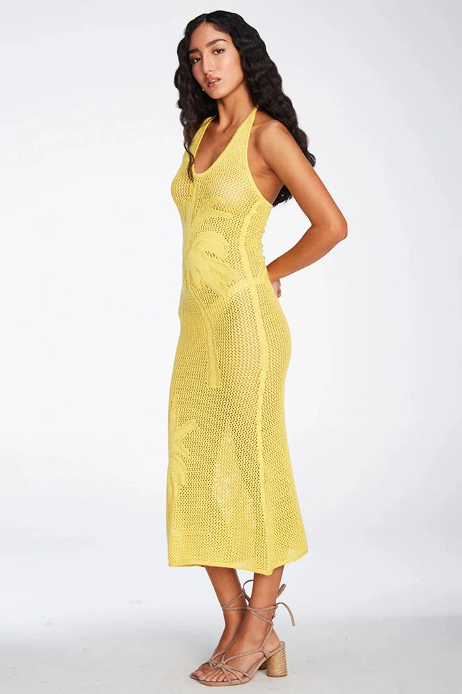 Textured Hollow Low Neck Bodycon Boho Dress - Image 4