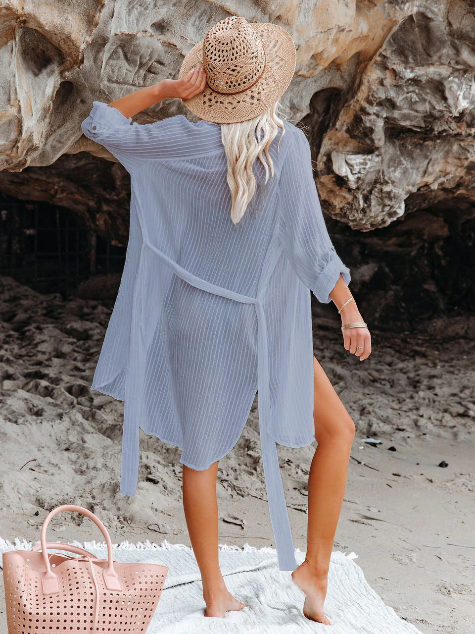 Textured Beach Cover Up Blouse - Image 10