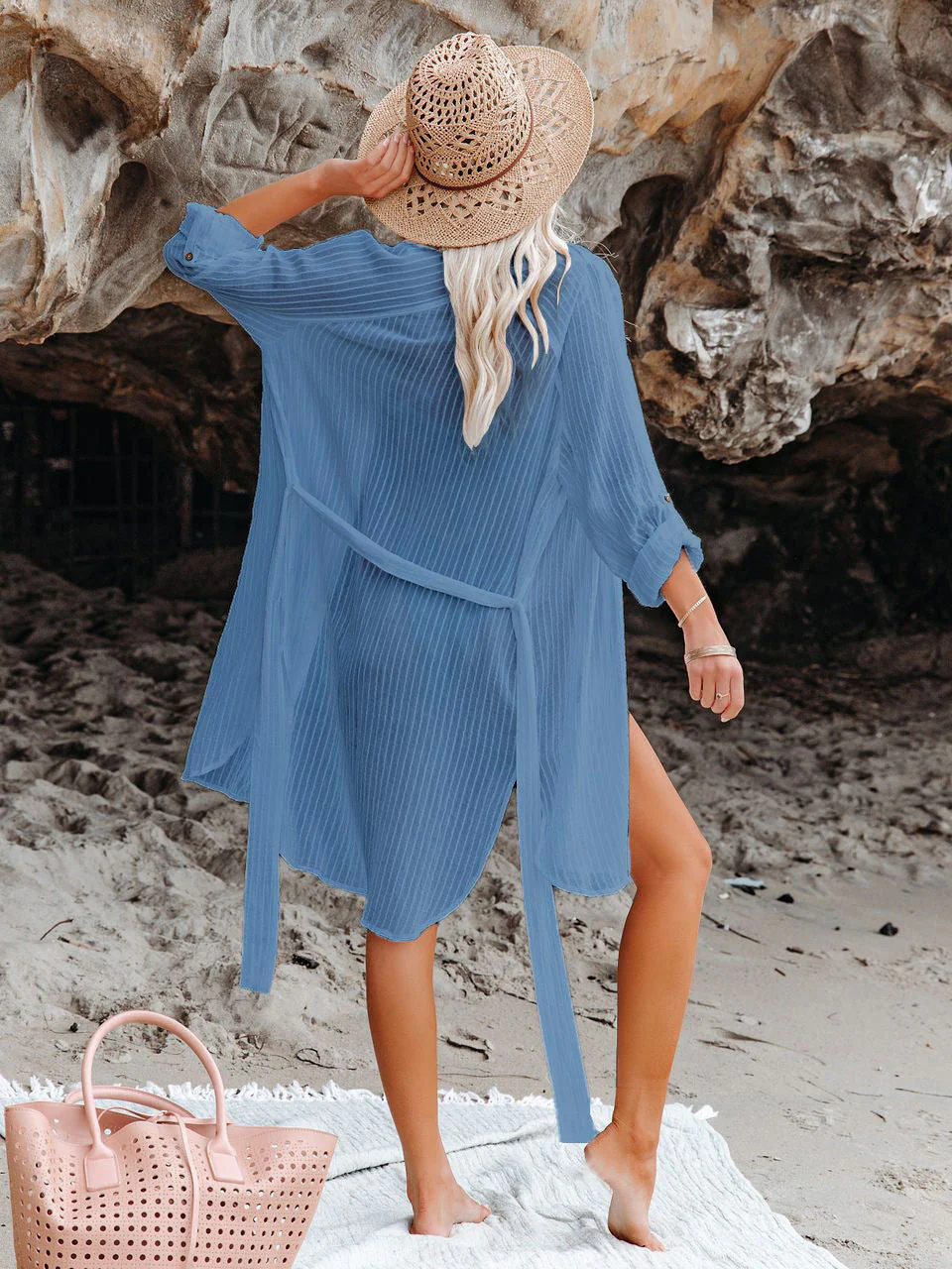 Textured Beach Cover Up Blouse - Image 16