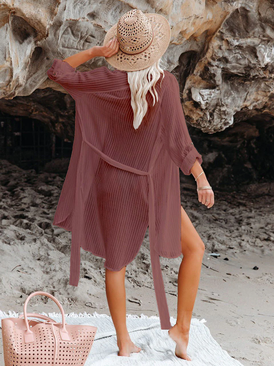 Textured Beach Cover Up Blouse - Image 24