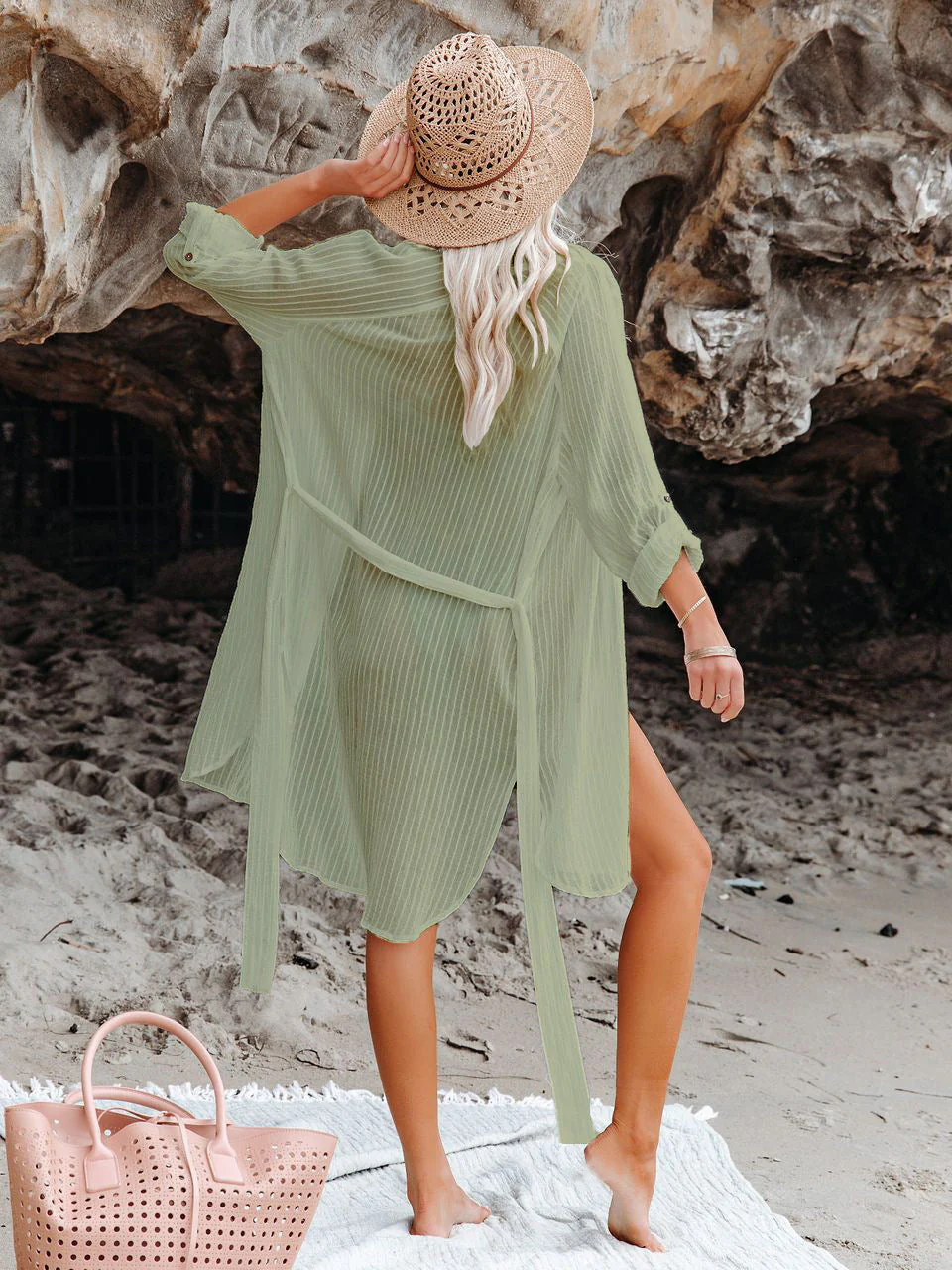 Textured Beach Cover Up Blouse - Image 6