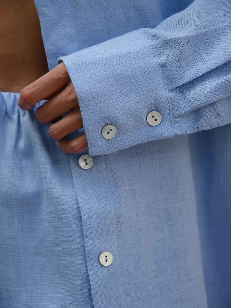 Long Sleeve Shirt Shorts Set Blouse - Image 11