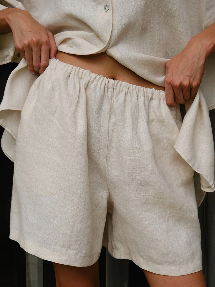 Long Sleeve Shirt Shorts Set Blouse - Image 8