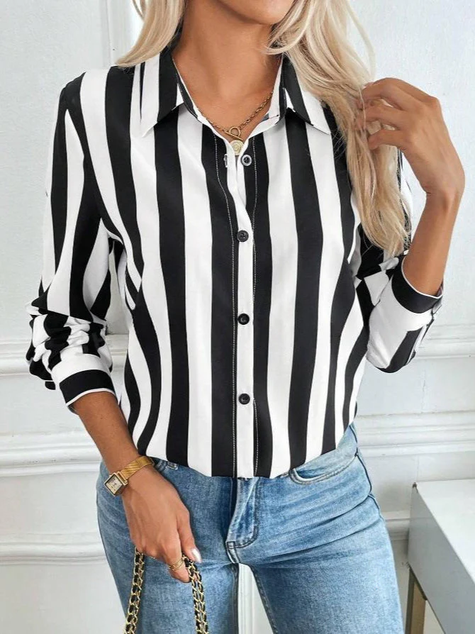 Blue Striped Casual Blouse - Image 4