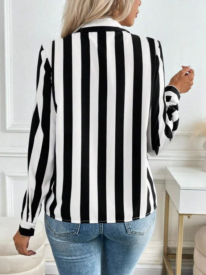 Blue Striped Casual Blouse - Image 5