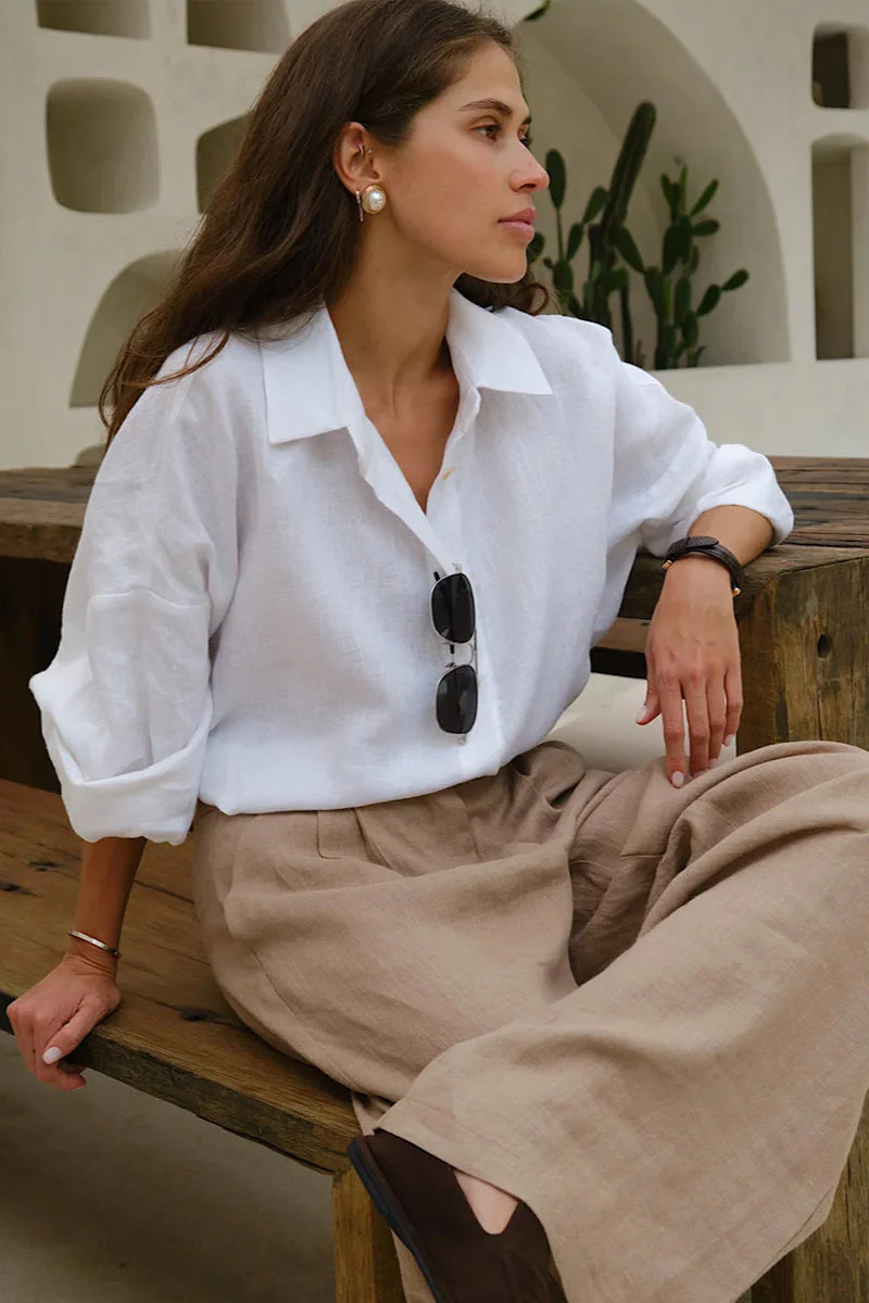 Casual Loose Fit Solid Color Blouse - Image 4