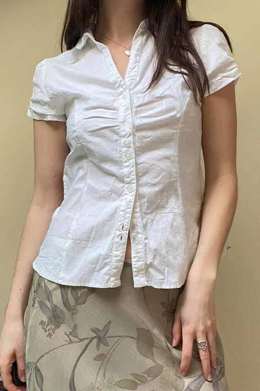 Fitted Button-Down Ruched Blouse - Image 2