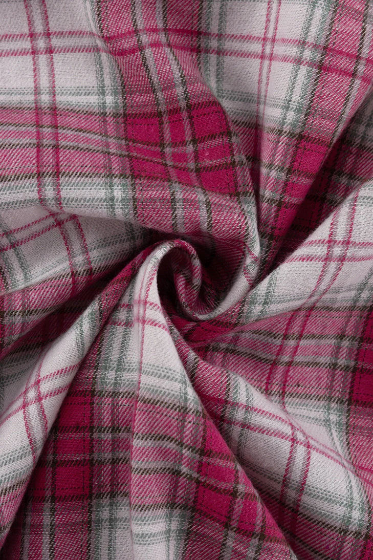 Pink Plaid Loose Fit Button-Up Blouse - Image 7