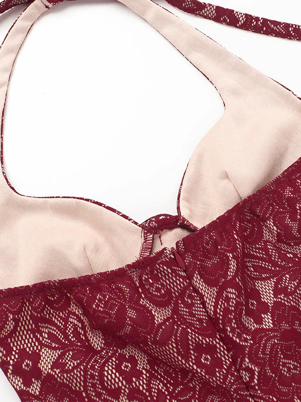 Lace Halter Neck Fitted Bodycon Party Dress - Image 6