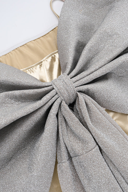 Silk Gloss Strapless Bowknot Bodycon Party Dress - Image 8