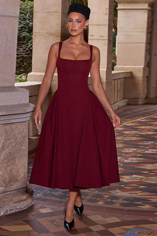 Backless Square Neck Fitted Party Dress - Image 3