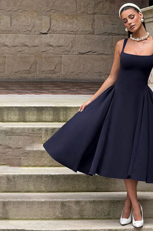 Backless Square Neck Fitted Party Dress - Image 8