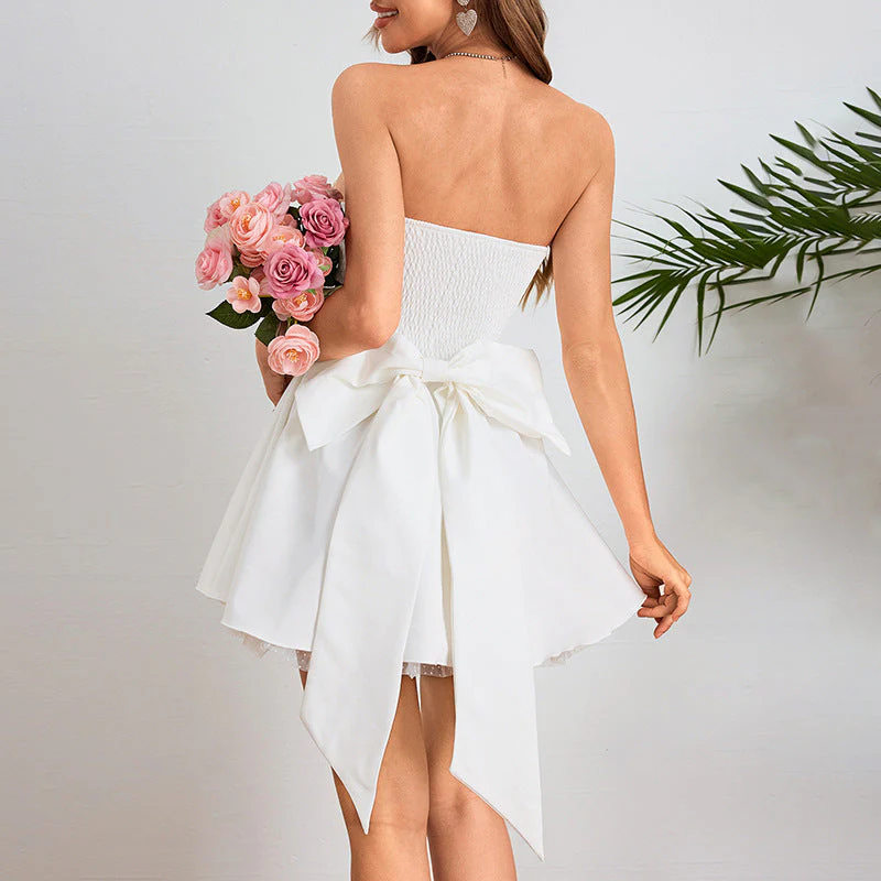Strapless Bowknot A-Line Bodycon Party Dress - Image 2