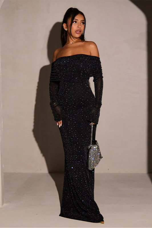 Sequin Off-Shoulder Fitted Party Dress - Image 4