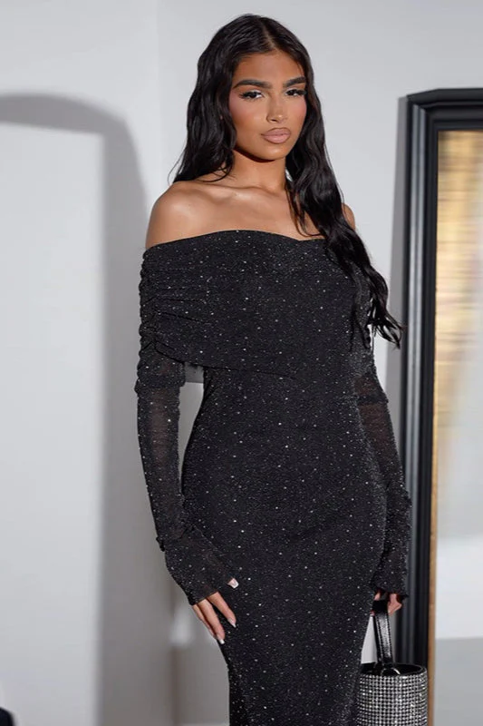Sequin Off-Shoulder Fitted Party Dress - Image 5