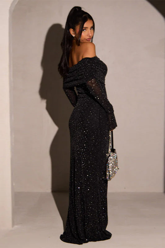 Sequin Off-Shoulder Fitted Party Dress - Image 8
