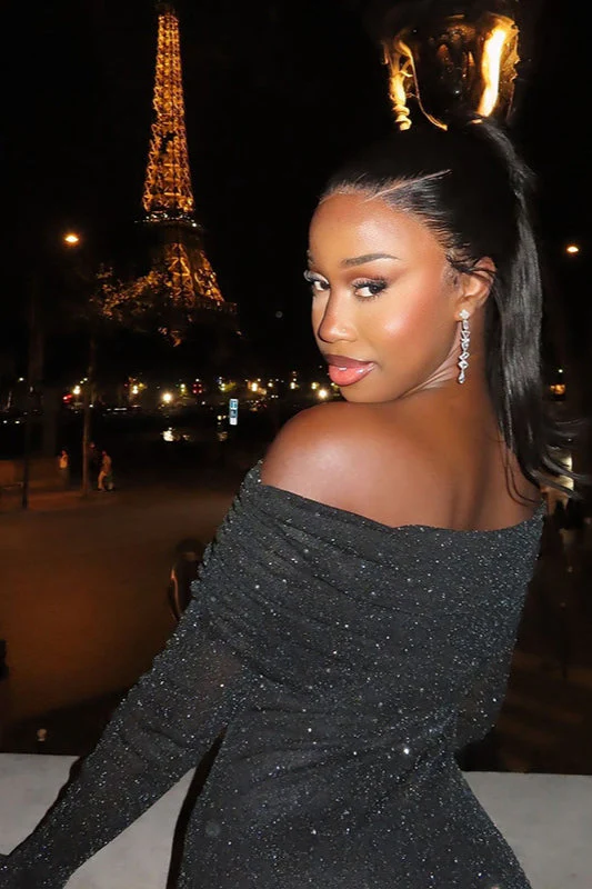 Sequin Off-Shoulder Fitted Party Dress - Image 9