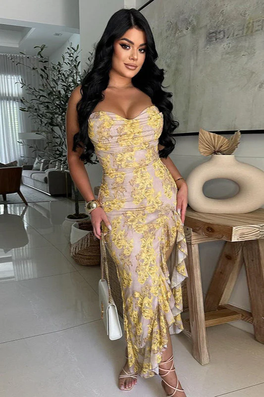 Floral Ruffle Strap Sexy Summer Party Dress - Image 4