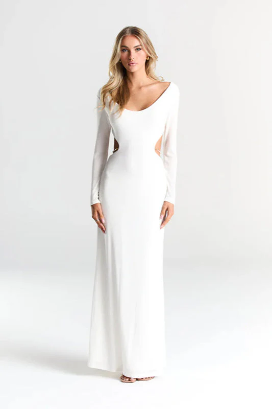 Backless Chain Long Sleeve Split Party Dress - Image 14