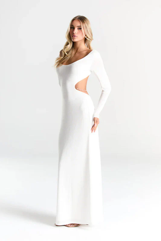 Backless Chain Long Sleeve Split Party Dress - Image 2