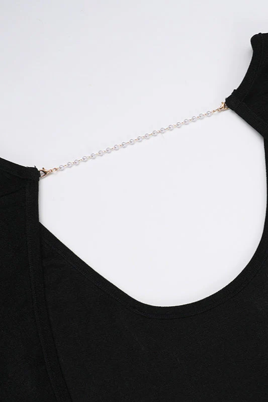 Backless Chain Long Sleeve Split Party Dress - Image 3