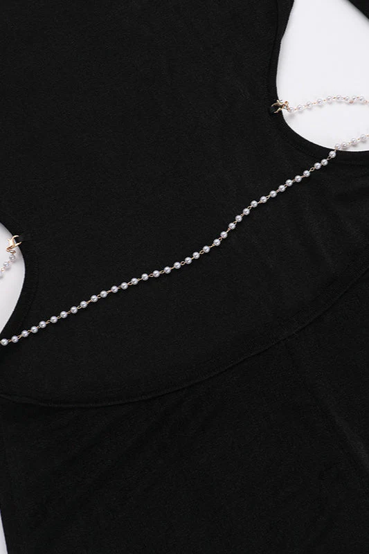 Backless Chain Long Sleeve Split Party Dress - Image 4