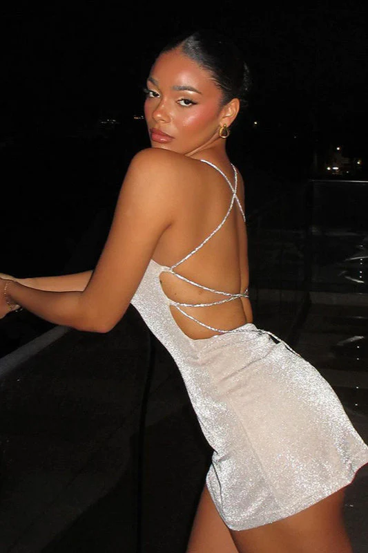 Sparkling Backless Strap Mini Party Dress - Image 12