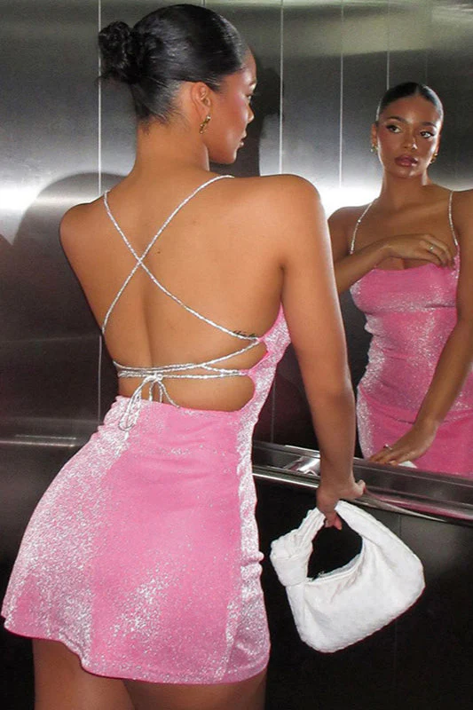 Sparkling Backless Strap Mini Party Dress - Image 6