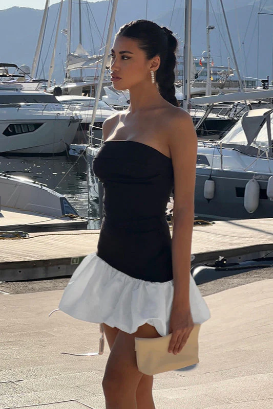 Fall Chic Elegant Strapless Peplum Mini Party Dress - Image 13